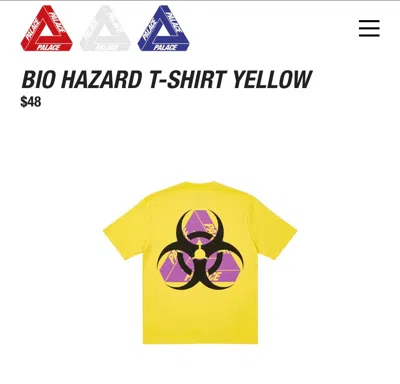 Pre-owned Hype X Palace Bio Hazard T-shirt Yellow - Large In Yellow/purple