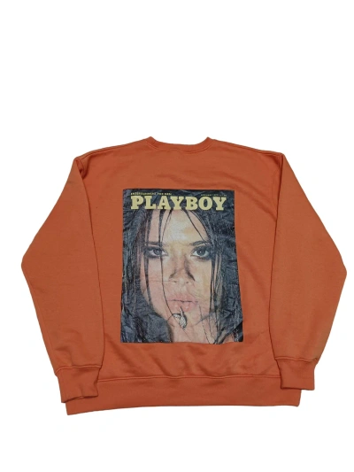Pre-owned Hype X Playboy Missguided Oversize Big Print Sweatshirt In Orange
