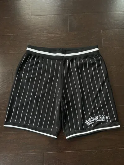 Pre-owned Hype X Supreme Ss22 Rhinestone Stripe Basketball Shorts Black - Xl