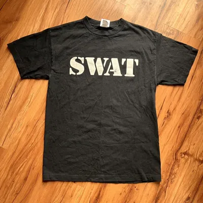 Pre-owned Hype X Vintage Crazy Vintage Essential Swat Team Law Grunge Skater Emo Tee In Black