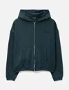 Hypebeast Garment Dyed Logo Zip-up Hoodie In Blue