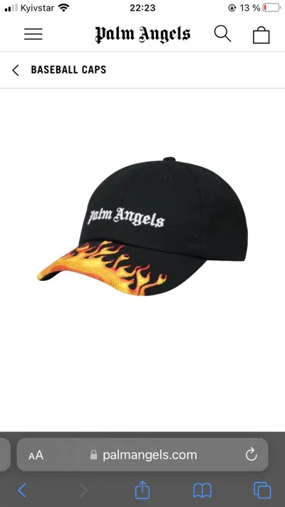 Pre-owned Hypebeast X Palm Angels Flame Cap Hat In Black