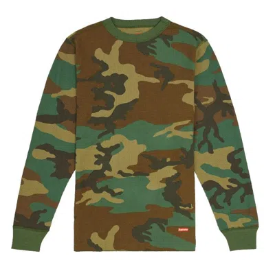 Pre-owned Hypebeast X Supreme Thermal Crew Shirt - Medium In Camo