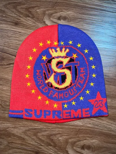 Pre-owned Hypebeast X Supreme Umbro Beanie In Blue/red