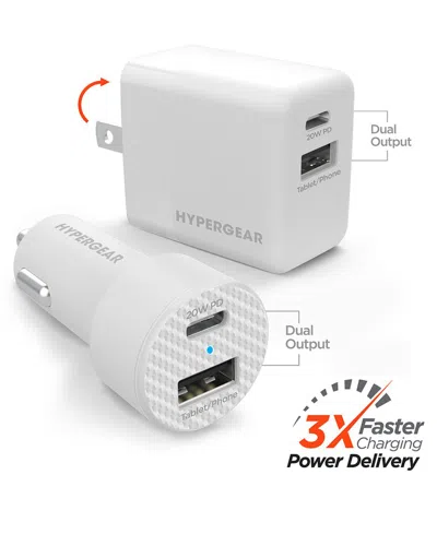 Hypergear Wall/car Charger Bundle 20w Usb-c Pd + 12w In White