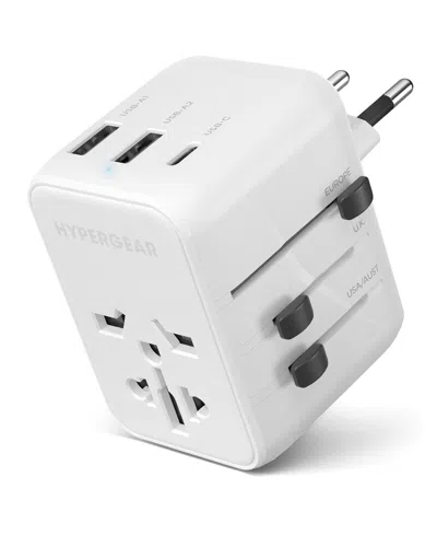 Hypergear Worldcharge Universal Travel Adapter With Usb-c In White