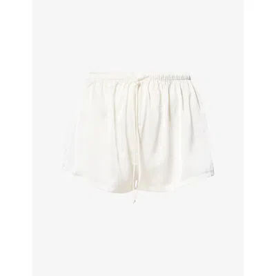 Hyphen Womens Drawstring-waist Satin Shorts Ivory