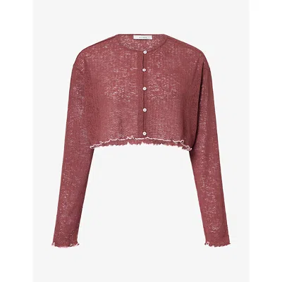 Hyphen Womens Kenny Cropped Knitted Top Plum