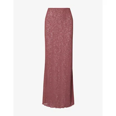 Hyphen Womens Kenny Knitted Maxi Skirt Plum