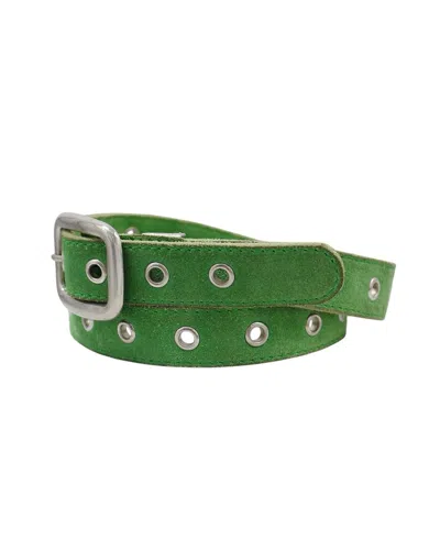 Pre-owned Hysteric Glamour 2000s Japanese Made Green Suede Double Grommet Belt