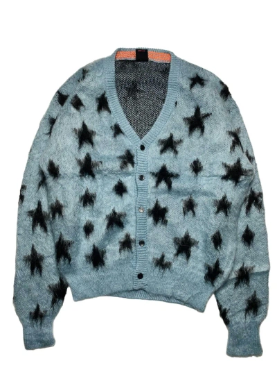 Pre-owned Hysteric Glamour 2000s X-girl - Mohair Star Knitted Cardigan In Blue