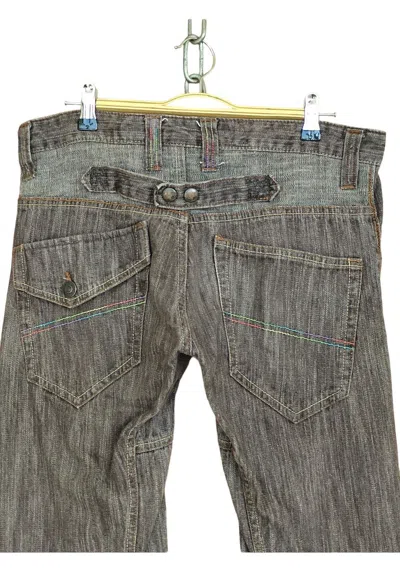 Pre-owned Hysteric Glamour Aldelio Buckle Back Multi Color Stitch Denim Jeans In Brown