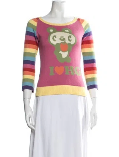 Pre-owned Hysteric Glamour Cashmere Graphic Print Top In Pink
