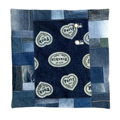 Pre-owned Hysteric Glamour Denim Patchwork Pillowcase With Pocket In Blue