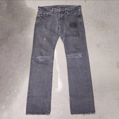 Pre-owned Hysteric Glamour Distressed Print Jeans In Gray