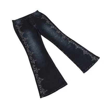 Pre-owned Hysteric Glamour Flare Jeans Embroidered Bootcut Denim Pants In Blue