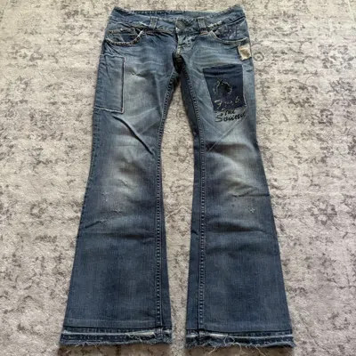 Pre-owned Hysteric Glamour Fuck The Sound Patchwork Denim Jeans In Blue