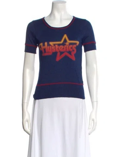Pre-owned Hysteric Glamour Graphic Print Crew Neck Top In Blue