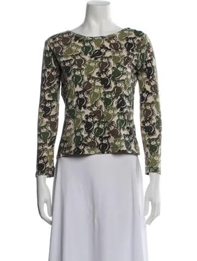Pre-owned Hysteric Glamour Graphic Print Crew Neck Top In Green