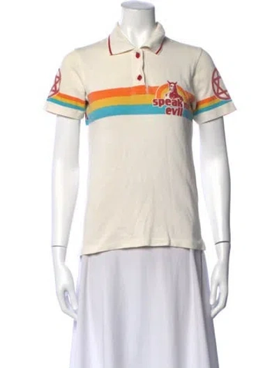 Pre-owned Hysteric Glamour Graphic Print Short Sleeve Polo In Neutrals
