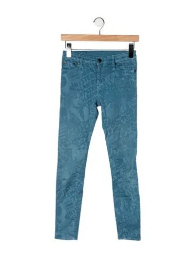 Pre-owned Hysteric Glamour Graphic Print Skinny Leg Pants In Blue