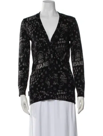 Pre-owned Hysteric Glamour Graphic Print V-neck Sweater In Black