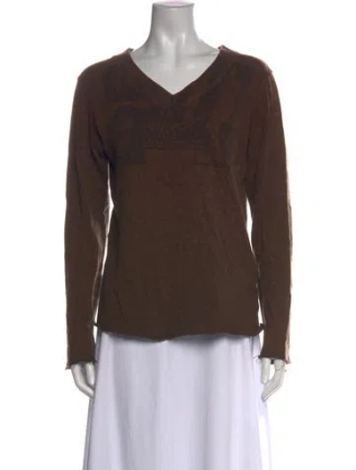Pre-owned Hysteric Glamour Graphic Print V-neck T-shirt In Brown