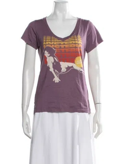 Pre-owned Hysteric Glamour Graphic Print V-neck T-shirt In Purple