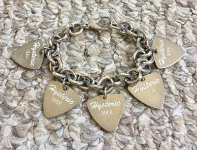 Pre-owned Hysteric Glamour Guitar Pick Charm Bracelet In Silver