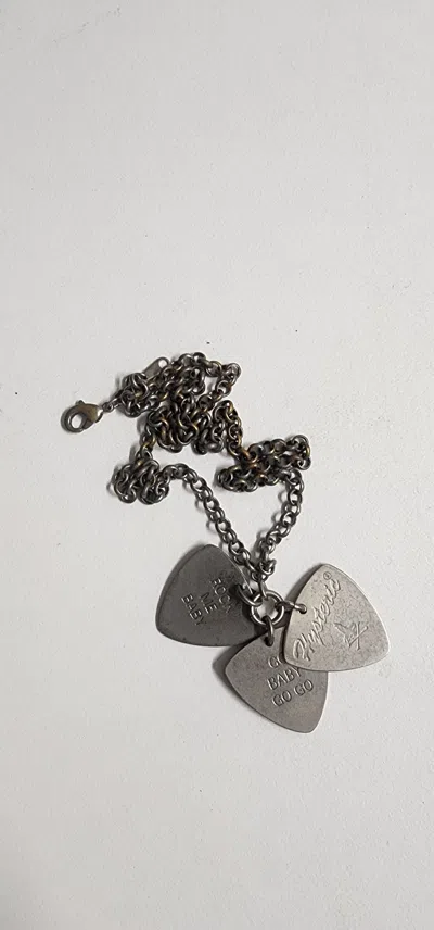Pre-owned Hysteric Glamour Guitar Pick Logo Necklace In Silver