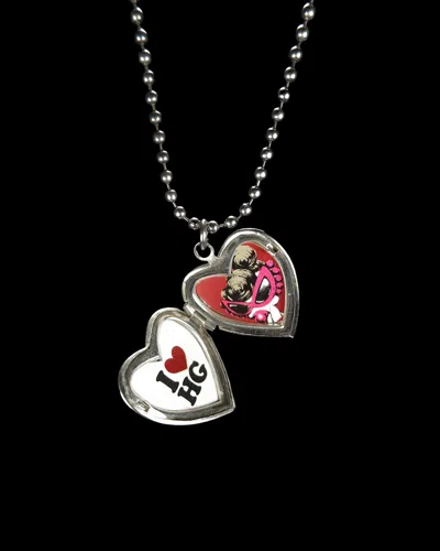 Pre-owned Hysteric Glamour Heart Locket Necklace In Grey