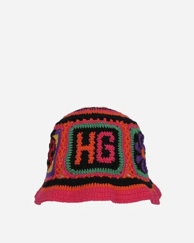 Hysteric Glamour Hg Square Hand-knitted Bucket Hat In Black