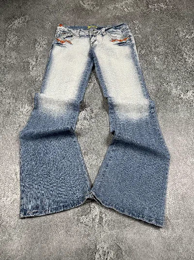 Pre-owned Hysteric Glamour If Six Was Nine Low Rise Faded Jeans 2000 Style Sexy Size 32 In Blue
