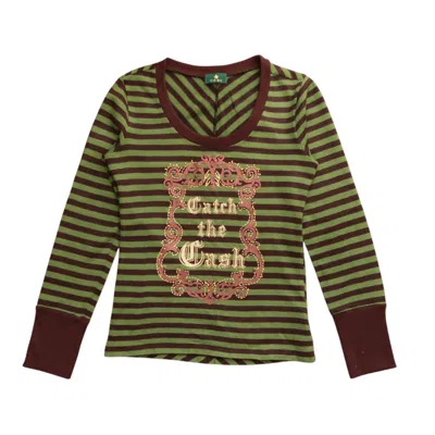 Pre-owned Hysteric Glamour Japanese Cash Punk Poem Stripe Sweatshirt Knit Hysteric In Gold