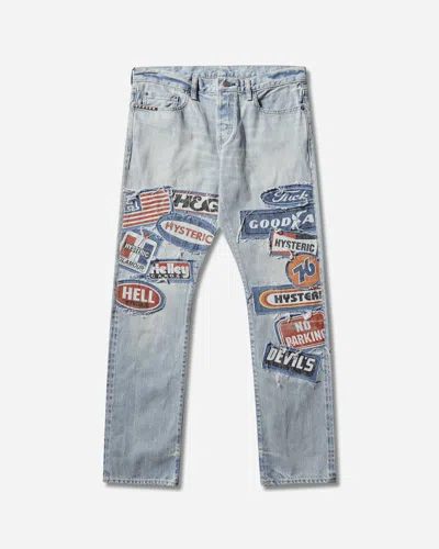 Hysteric Glamour Men S Dpc Processed Slim Straight Denim Pants Light Indigo Blue