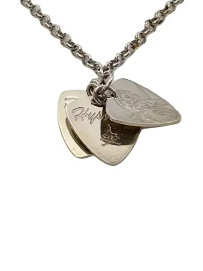 Pre-owned Hysteric Glamour Multi Guitar Pick Necklace In Silver