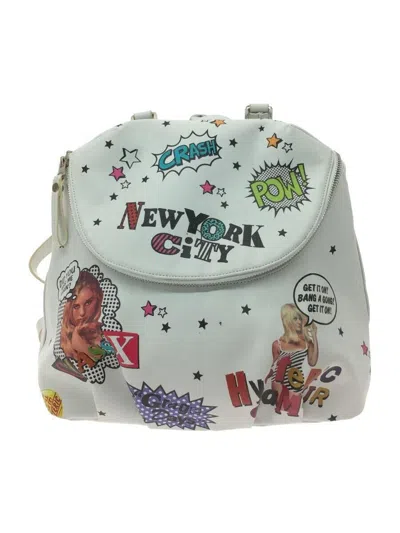 Pre-owned Hysteric Glamour New York City Patchwork Logo Backpack In White