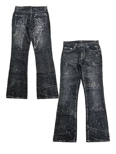 Pre-owned Hysteric Glamour Nylaus Angel Splattered Flare Denim Pants In Multicolor