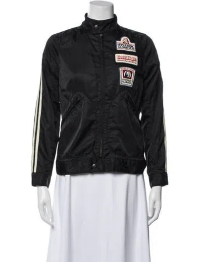 Pre-owned Hysteric Glamour Nylon Graphic Print Bomber Jacket In Black