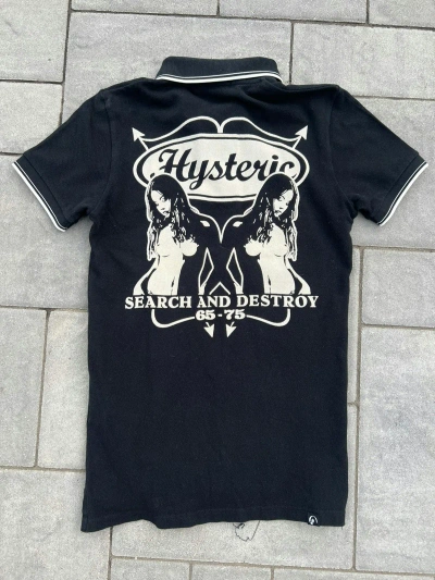 Pre-owned Hysteric Glamour Search And Destroy Polo In Black