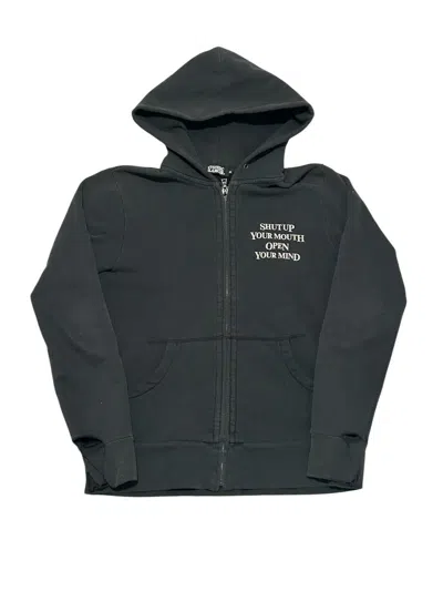 Pre-owned Hysteric Glamour "shut Up" Zip-up Hoodie – Size Medium In Gray