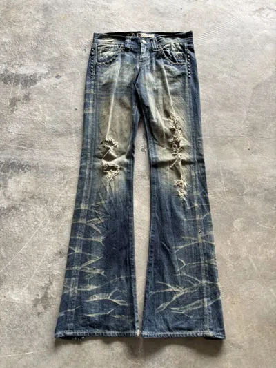 Pre-owned Hysteric Glamour Sick Flare Distressed Varosh Rusty Wash Studded Whiskered In Blue