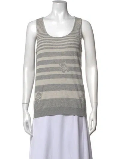 Pre-owned Hysteric Glamour Striped Scoop Neck Top In Grey