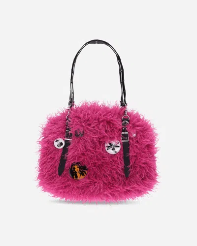 Hysteric Glamour Studded Belt Fur Bag Pink In Multi