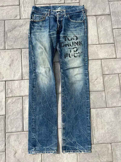 Pre-owned Hysteric Glamour Too Drunk To Fuck Denim In Blue