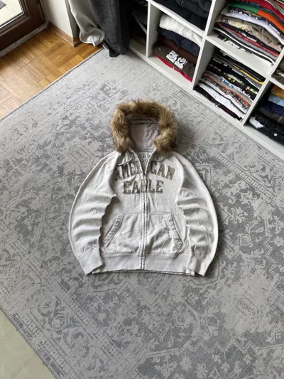 Pre-owned Hysteric Glamour Vintage American Eagle Zip Hoodie Mohair Avant Garde Y2k Hyp In Gray