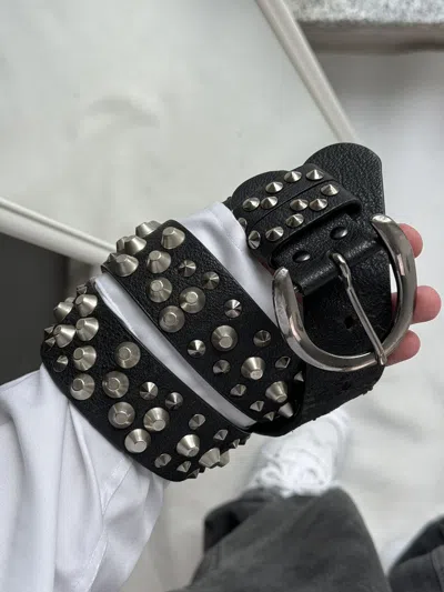 Pre-owned Hysteric Glamour Vintage Belts Y2k Rhinestones Punk Leather Belt Japanese In Black