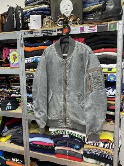 Pre-owned Hysteric Glamour Vintage Bomber Lgb If Six Was Nine Style Distressed Washed In Gray