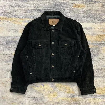 Pre-owned Hysteric Glamour Vintage Geleon Type Trucker Suede Leather Jacket Boxy Fit In Black