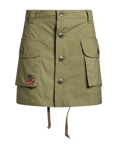 Hysteric Glamour Woman Mini Skirt Military Green Size S Cotton, Nylon In Metallic